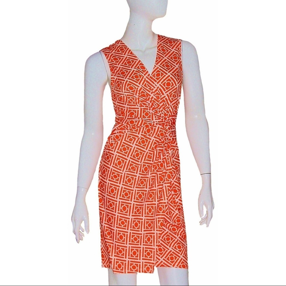 Julie Brown Dress NWT Sz Small Orange Print Wrap